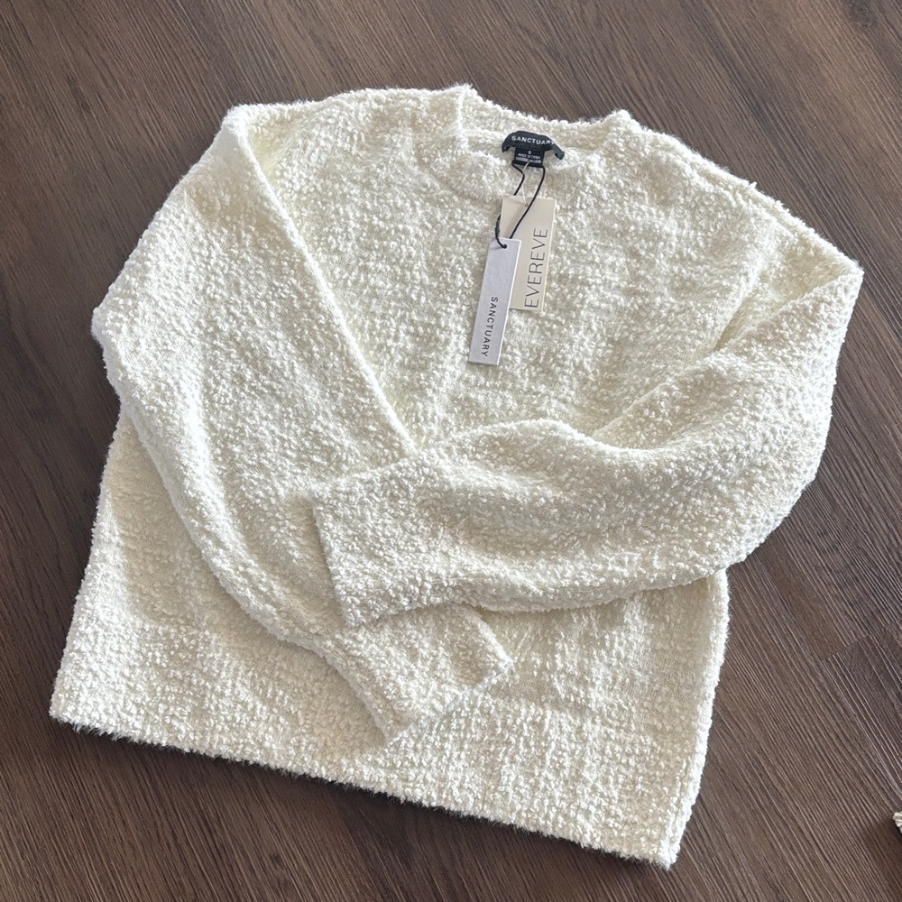 Evereve Cream Bouclé Crewneck Sweater